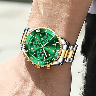 Foto 3 | Foto 3 | Reloj Olevs Green Para Hombre, Cronógrafo Analógico De Cuarzo, Acero Inoxidable - Venta Internacional.