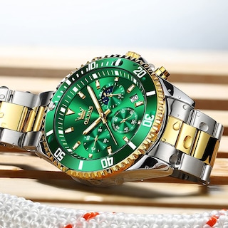 Foto 5 | Foto 5 | Reloj Olevs Green Para Hombre, Cronógrafo Analógico De Cuarzo, Acero Inoxidable - Venta Internacional.