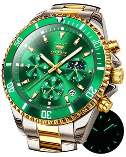 Foto 7 | Foto 7 | Reloj Olevs Green Para Hombre, Cronógrafo Analógico De Cuarzo, Acero Inoxidable - Venta Internacional.