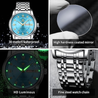 Foto 6 | Foto 6 | Reloj Olevs Analog Quartz Para Hombre De Acero Inoxidable Resistente Al Agua - Venta Internacional.
