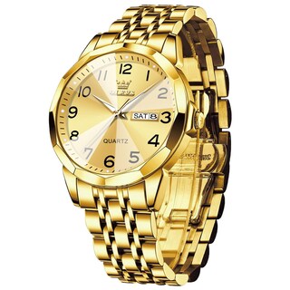Foto 1 | Foto 1 | Reloj Olevs Para Hombre Con Correa De Acero Inoxidable Dorado Resistente Al Agua - Venta Internacional.
