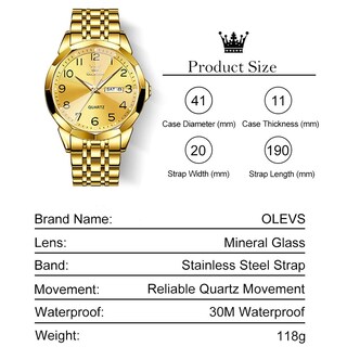 Foto 5 | Foto 5 | Reloj Olevs Para Hombre Con Correa De Acero Inoxidable Dorado Resistente Al Agua - Venta Internacional.