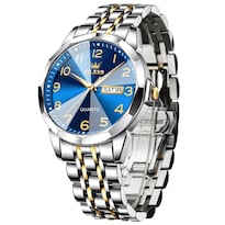 Reloj Olevs Blue Para Hombre Con Esfera Grande Y Correa De Acero Inoxidable - Venta Internacional.