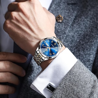 Foto 3 | Foto 3 | Reloj Olevs Blue Para Hombre Con Esfera Grande Y Correa De Acero Inoxidable - Venta Internacional.