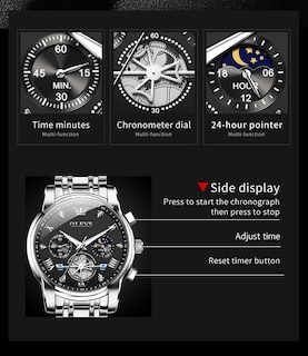 Foto 6 | Foto 6 | Reloj De Pulsera Olevs Para Hombre Con Cronógrafo De Acero Inoxidable Negro - Venta Internacional.
