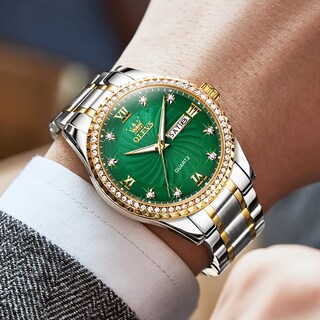 Foto 2 | Foto 2 | Reloj Olevs Green Quartz Para Hombre Con Correa De Acero Inoxidable - Venta Internacional.