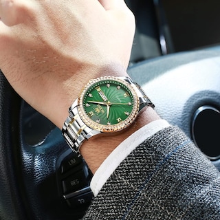 Foto 3 | Foto 3 | Reloj Olevs Green Quartz Para Hombre Con Correa De Acero Inoxidable - Venta Internacional.