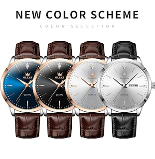 Foto 6 | Foto 6 | Reloj Olevs De Cuero Negro Con Esfera Blanca Para Hombre, 43 Mm - Venta Internacional.