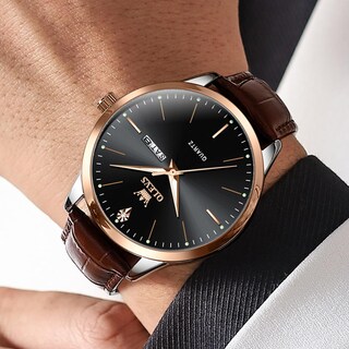 Foto 2 | Foto 2 | Vestido Casual Negro De Cuero Marrón Watch Olevs Para Hombre, 43 Mm - Venta Internacional.