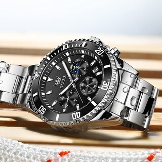 Foto 5 | Foto 5 | Reloj Olevs Cronógrafo Analógico De Cuarzo Con Fase Lunar Para Hombre - Venta Internacional.