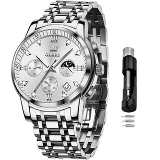 Foto 1 | Foto 1 | Reloj Olevs Silver Chronograph Moon Phase Para Hombre - Venta Internacional.