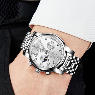 Foto 3 | Foto 3 | Reloj Olevs Silver Chronograph Moon Phase Para Hombre - Venta Internacional.