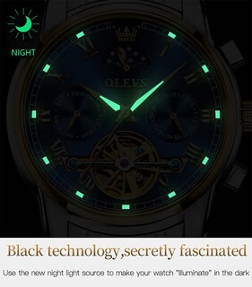Foto 4 | Foto 4 | Reloj Olevs Black Automatic Moon Phase Moon Phase Para Hombre - Venta Internacional.