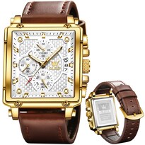 Reloj Olevs Chronograph Square Fashion Leather Para Hombre - Venta Internacional.