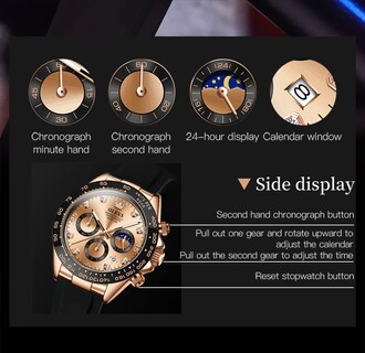 Foto 3 | Foto 3 | Reloj Olevs De Cuarzo Impermeable En Oro Rosa Para Hombre Con Cronógrafo - Venta Internacional.
