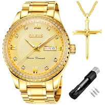 Reloj OLEVS Luxury Diamond Gold Resistente al Agua 30 m para Hombre - Venta Internacional