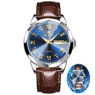 Foto 1 | Foto 1 | Reloj Olevs de Cuero Marrón Analógico de Cuarzo Resistente al Agua para Hombre - Venta Internacional