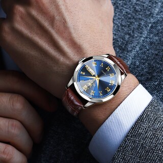 Foto 3 | Foto 3 | Reloj Olevs de Cuero Marrón Analógico de Cuarzo Resistente al Agua para Hombre - Venta Internacional