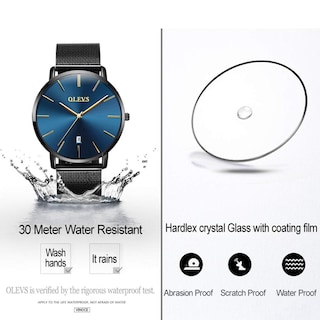 Foto 6 | Foto 6 | Reloj Olevs Con Esfera Azul Ultrafina Impermeable Para Hombre - Venta Internacional.