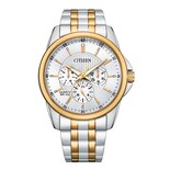 Reloj Citizen Quartz Para Hombre Con Esfera Plateada Y Bicolor - Venta Internacional.