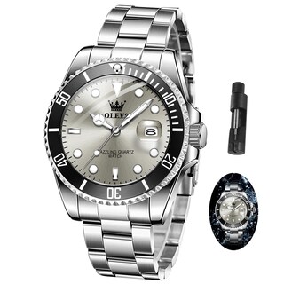 Foto 1 | Foto 1 | Reloj De Pulsera Olevs Plateado De Lujo Analógico Con Fecha De Día Para Hombre - Venta Internacional.