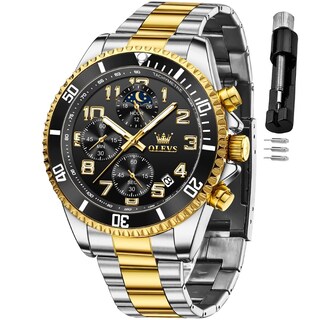 Foto 1 | Foto 1 | Reloj Olevs Black Chronograph Moon Phase Para Hombre Con Funda De 43 Mm - Venta Internacional.