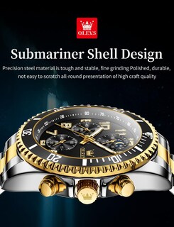 Foto 4 | Foto 4 | Reloj Olevs Black Chronograph Moon Phase Para Hombre Con Funda De 43 Mm - Venta Internacional.