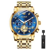 Reloj Olevs Gold Para Hombre Big Face De Acero Inoxidable Impermeable - Venta Internacional.