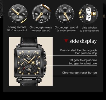 Foto 3 | Foto 3 | Reloj Olevs Square Chronograph Fashion Business Para Hombre - Venta Internacional.