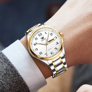 Foto 2 | Foto 2 | Reloj Olevs De Cuarzo Blanco De Acero Inoxidable Para Hombre Con Fecha - Venta Internacional.