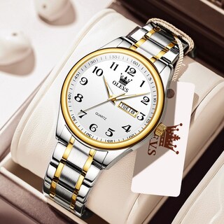 Foto 4 | Foto 4 | Reloj Olevs De Cuarzo Blanco De Acero Inoxidable Para Hombre Con Fecha - Venta Internacional.