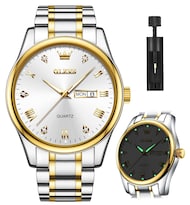 Reloj Olevs Para Hombre, Analógico, Cuarzo Dorado, Acero Inoxidable, Resistente Al Agua - Venta Internacional.