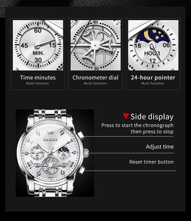 Foto 4 | Foto 4 | Reloj Olevs Silver Luxury Classic Fase Moon Phase Para Hombre - Venta Internacional.