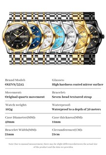 Foto 6 | Foto 6 | Reloj Olevs Para Hombre, Dorado Con Diamante, De Acero Inoxidable, Resistente Al Agua - Venta Internacional.