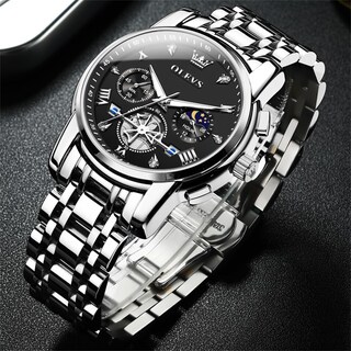 Foto 3 | Foto 3 | Reloj Olevs Classic Luxury Black Big Face Silver Para Hombre - Venta Internacional.