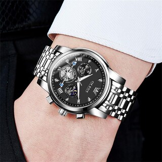 Foto 5 | Foto 5 | Reloj Olevs Classic Luxury Black Big Face Silver Para Hombre - Venta Internacional.