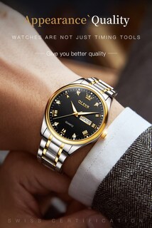 Foto 2 | Foto 2 | Reloj Olevs Para Hombre, Analógico, Cuarzo Dorado, Acero Inoxidable, Resistente Al Agua - Venta Internacional.