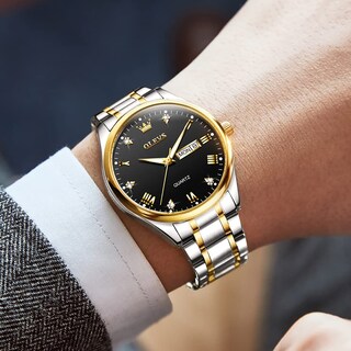 Foto 5 | Foto 5 | Reloj Olevs Para Hombre, Analógico, Cuarzo Dorado, Acero Inoxidable, Resistente Al Agua - Venta Internacional.