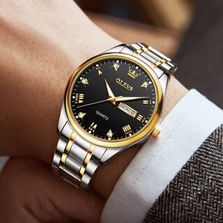 Foto 7 | Foto 7 | Reloj Olevs Para Hombre, Analógico, Cuarzo Dorado, Acero Inoxidable, Resistente Al Agua - Venta Internacional.