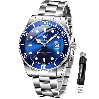 Foto 1 | Foto 1 | Reloj Olevs Vestido Clásico Azul De Acero Inoxidable Para Hombre - Venta Internacional.