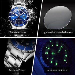 Foto 5 | Foto 5 | Reloj Olevs Vestido Clásico Azul De Acero Inoxidable Para Hombre - Venta Internacional.
