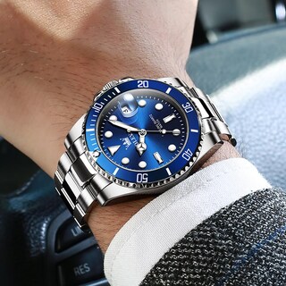 Foto 7 | Foto 7 | Reloj Olevs Vestido Clásico Azul De Acero Inoxidable Para Hombre - Venta Internacional.