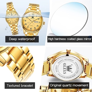 Foto 5 | Foto 5 | Reloj Olevs De Cuarzo Dorado Impermeable Para Parejas De San Valentín - Venta Internacional.