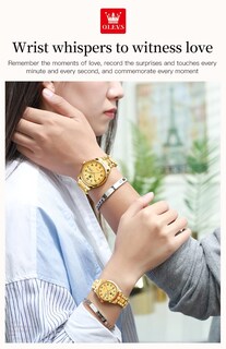 Foto 6 | Foto 6 | Reloj Olevs De Cuarzo Dorado Impermeable Para Parejas De San Valentín - Venta Internacional.