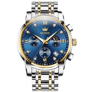 Foto 1 | Foto 1 | Reloj Olevs Azul Oro Plata Acero Inoxidable Para Hombre - Venta Internacional.