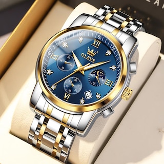 Foto 3 | Foto 3 | Reloj Olevs Azul Oro Plata Acero Inoxidable Para Hombre - Venta Internacional.