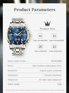 Foto 7 | Foto 7 | Reloj Olevs Azul Oro Plata Acero Inoxidable Para Hombre - Venta Internacional.