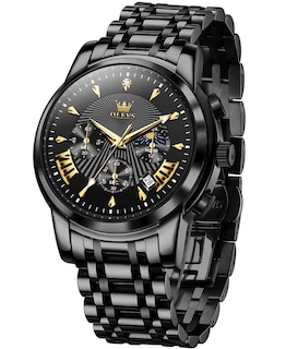 Foto 1 | Foto 1 | Reloj Olevs Black Chronograph De Acero Inoxidable Para Hombre - Venta Internacional.