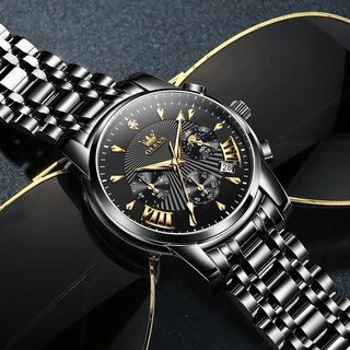 Foto 3 | Foto 3 | Reloj Olevs Black Chronograph De Acero Inoxidable Para Hombre - Venta Internacional.