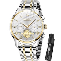 Reloj Olevs Para Hombre, Cronógrafo Multifunción, Impermeable, Dorado - Venta Internacional.